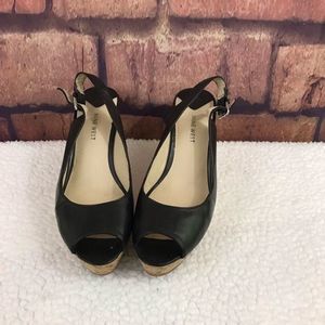 Nine West Peep Toe Slingback Wedges